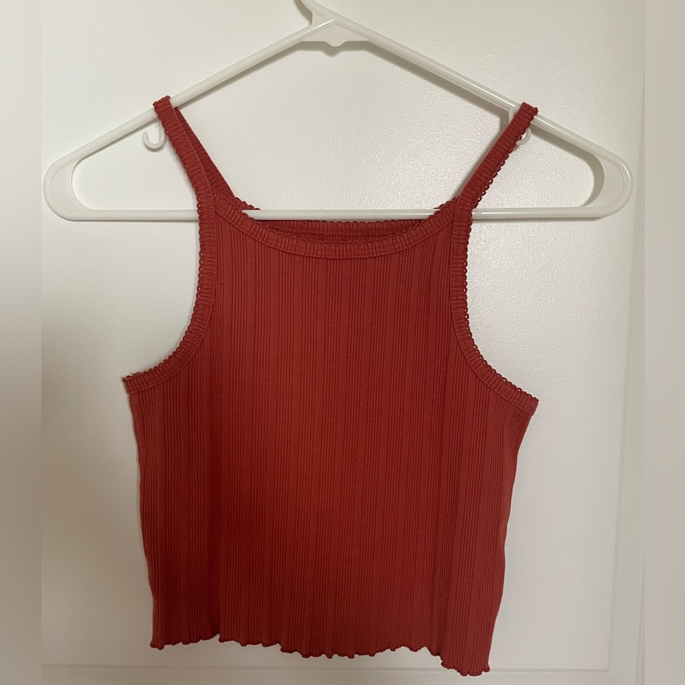 Burnt orange high neck tank top